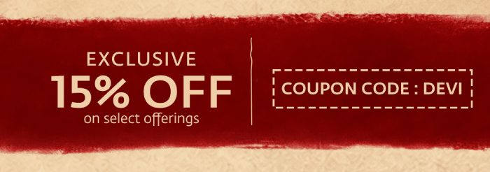 Exclusive 15% off on select offerings. Coupon code: DEVI